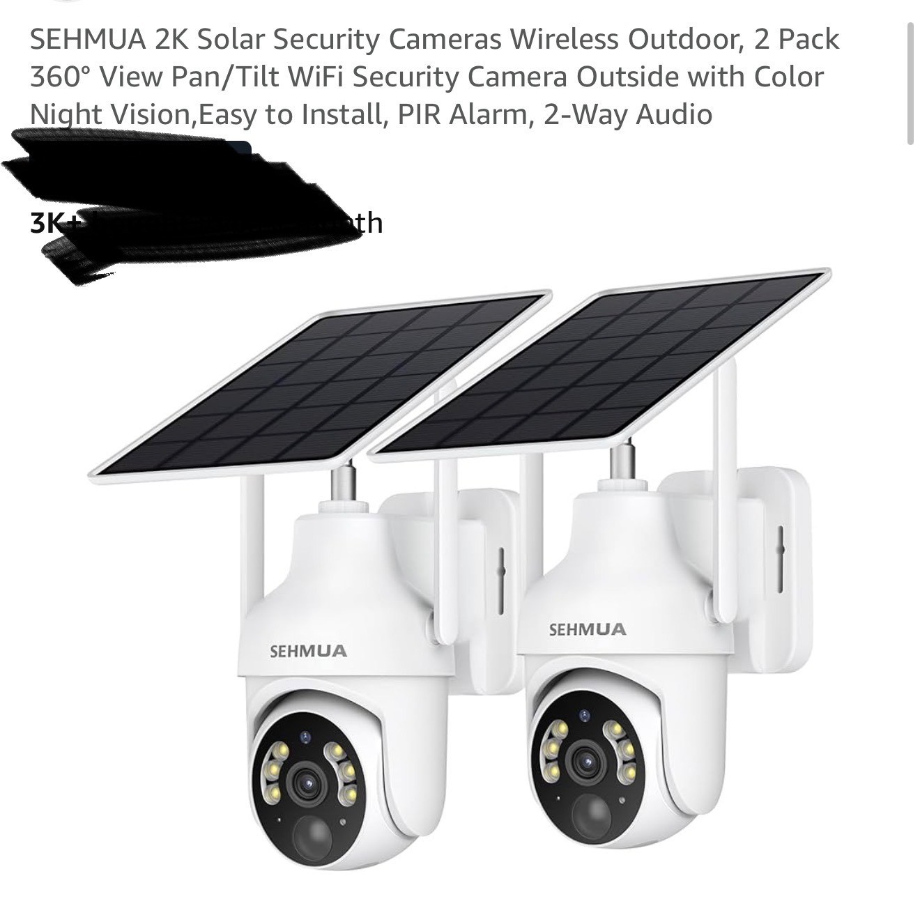 Pan Tilt Security Cameras Battery/Solar 2Pk