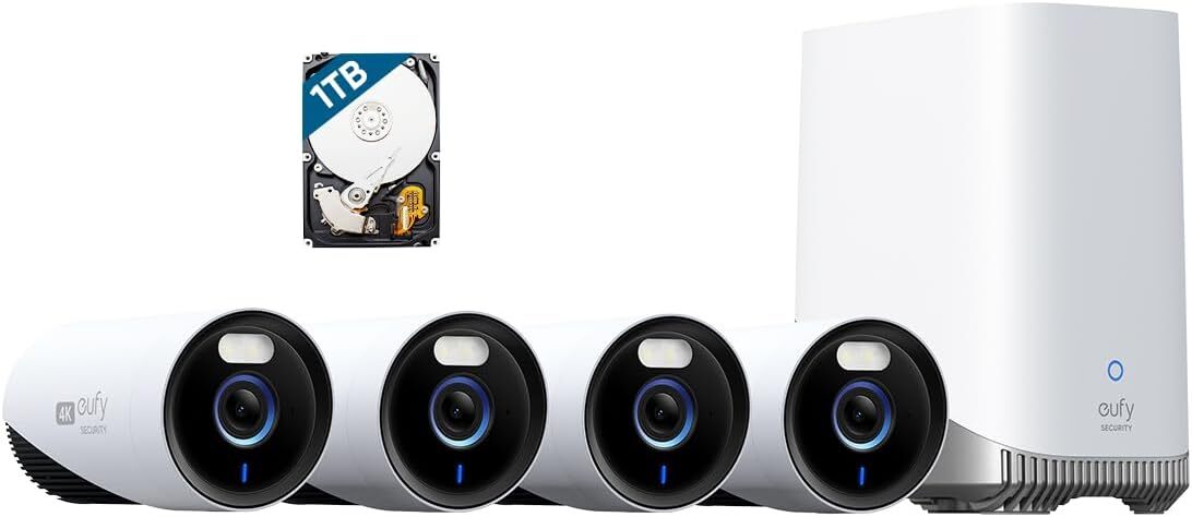 eufy Security eufyCam E330 4K Outdoor Security Camera System with 1TB HDD|Refurb