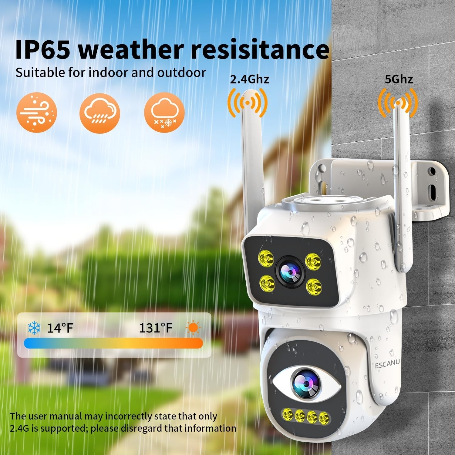 Outdoor Security Camera WiFi PTZ Dual Lens 2K Night Vision Auto Tracking