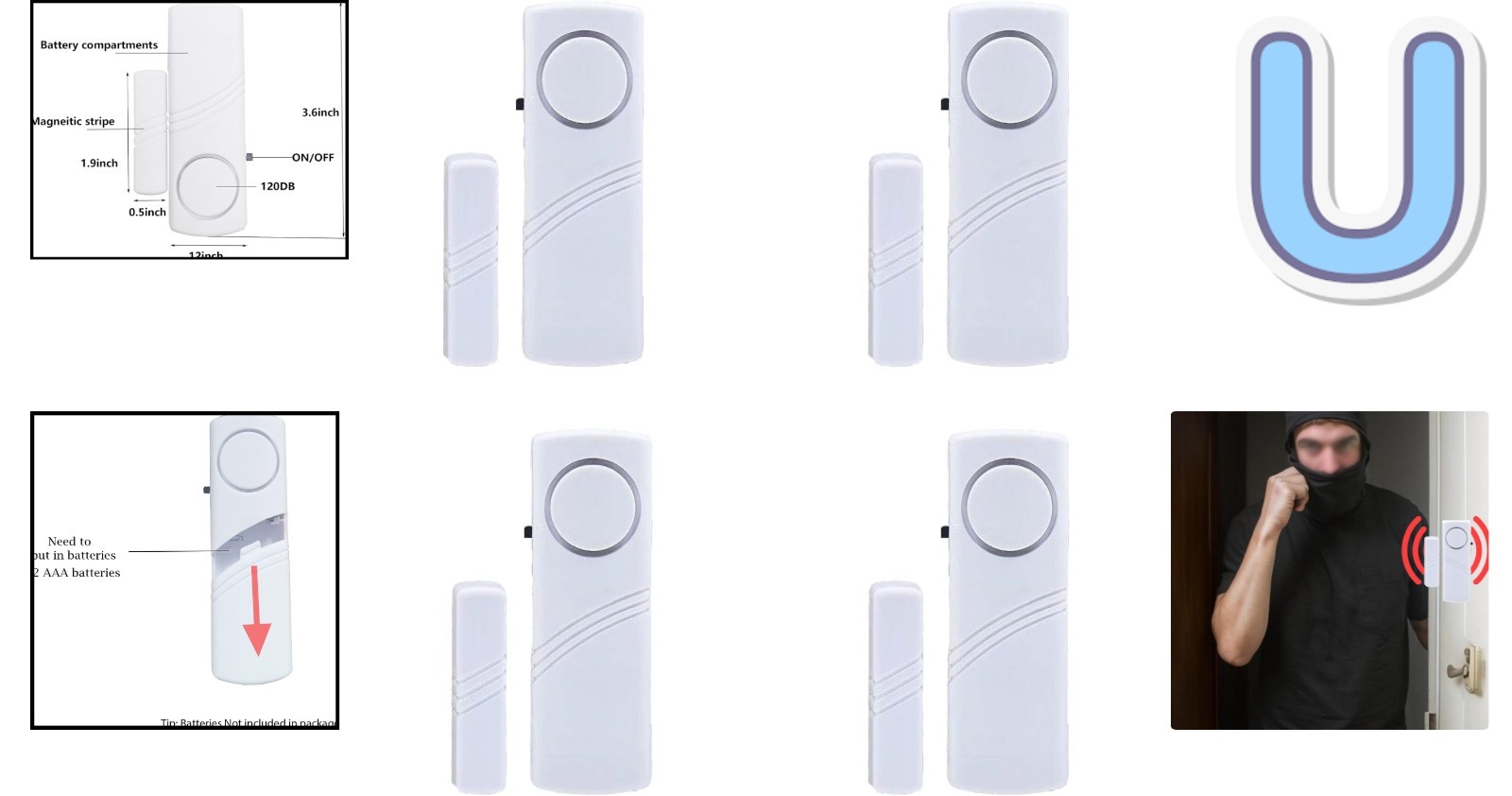 110dB Window Door Alarm Pack – Effortless Installation for Home Security
