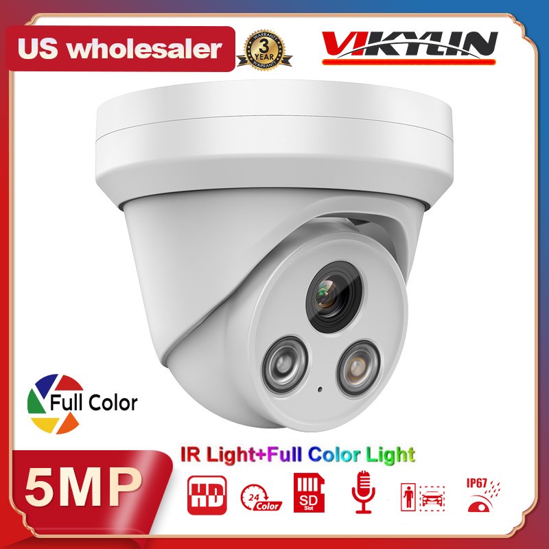 Vikylin 16CH CCTV System Kit 5MP IP Camera Full Color+IR Audio 4k 16 POE NVR Lot