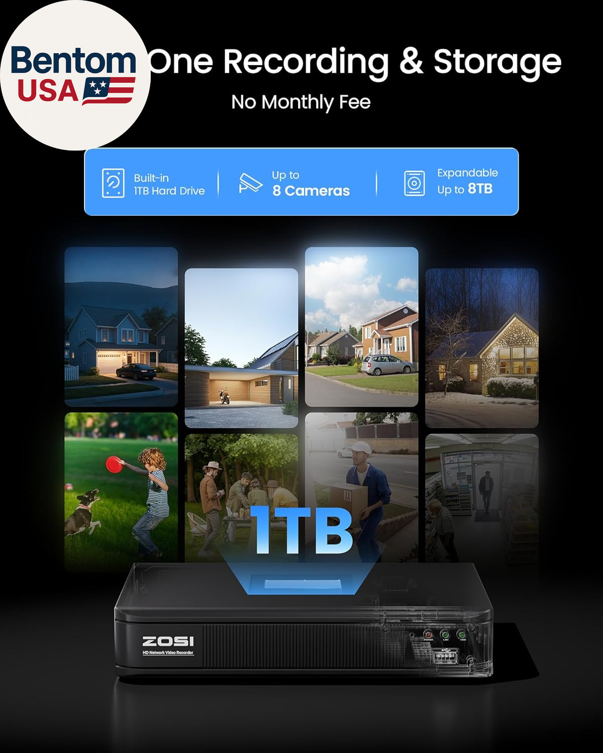 H.265+ Full 1080P Home Security Camera System Outdoor Indoor, 5Mp-Lite CCTV DVR