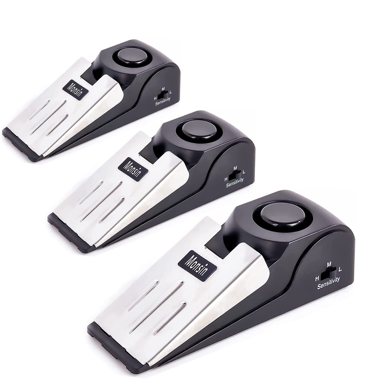 120DB Door Stop Alarm – Security Floor Wedge Stopper for Home & Travel (3 Pack)