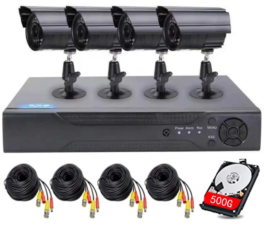 4CH DVR Wired CCTV Security System with 4pcs 1080P Metal Waterproof Surveilla…