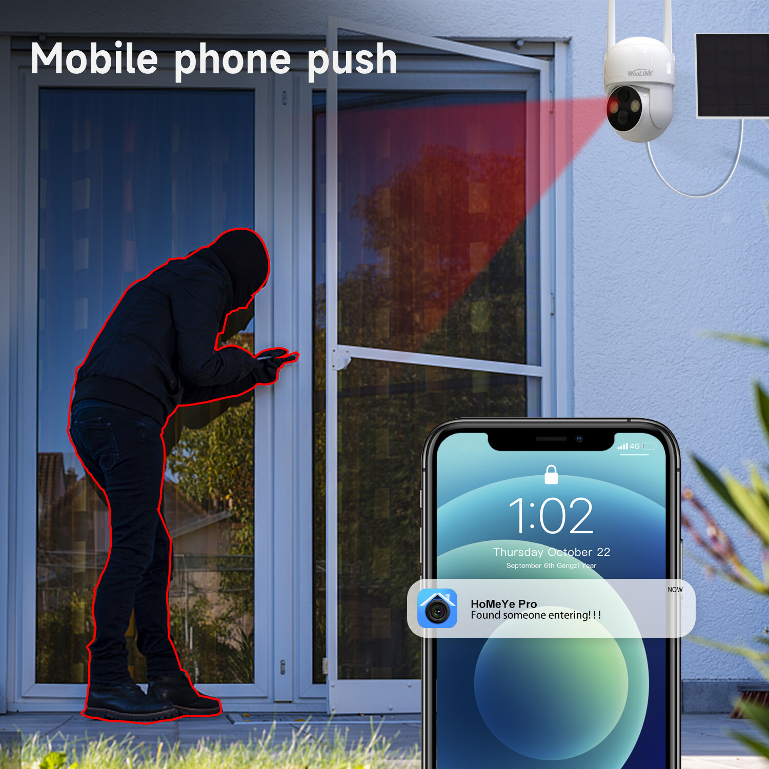 Solar Battery Powered Wireless WiFi Outdoor Pan/Tilt Home Security Camera System