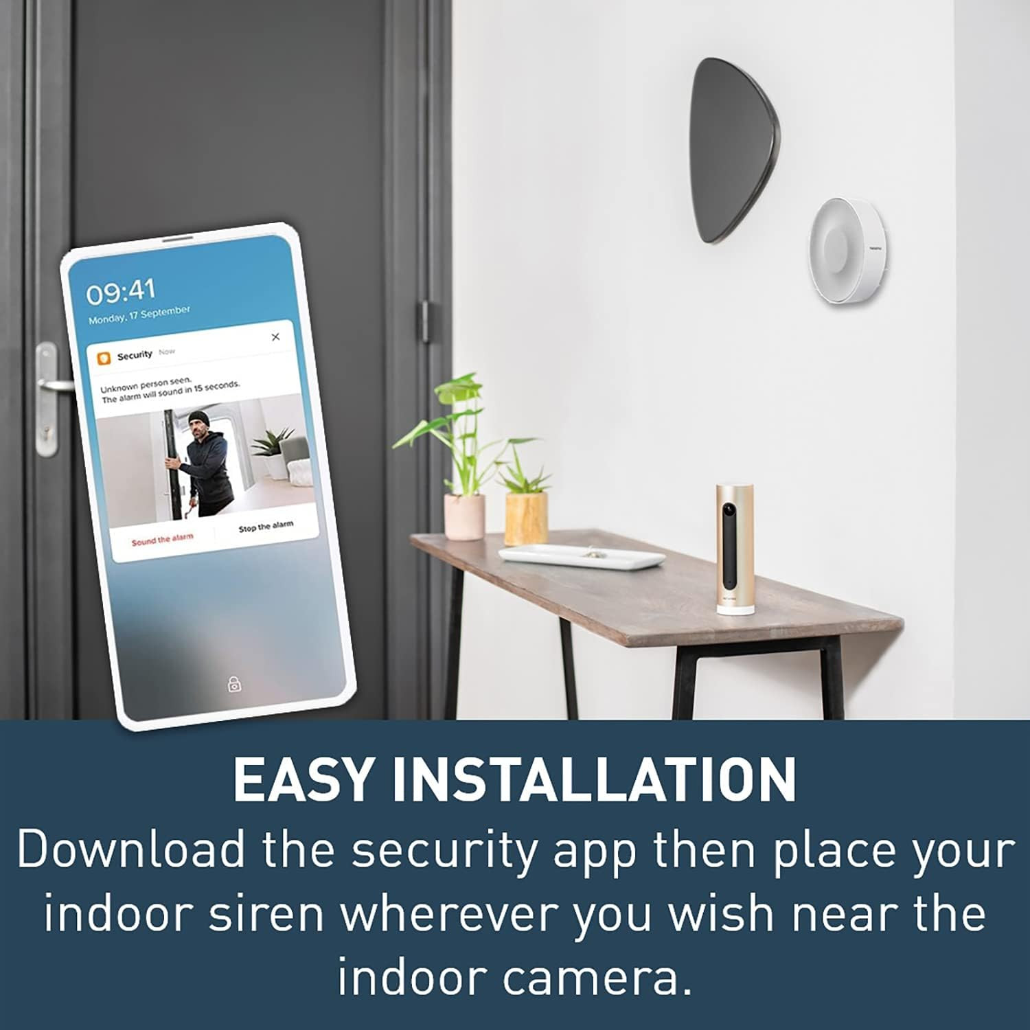 Smart Indoor Siren | Wireless 110 Decibel Siren | Auto Arm & Disarm | Easy Insta