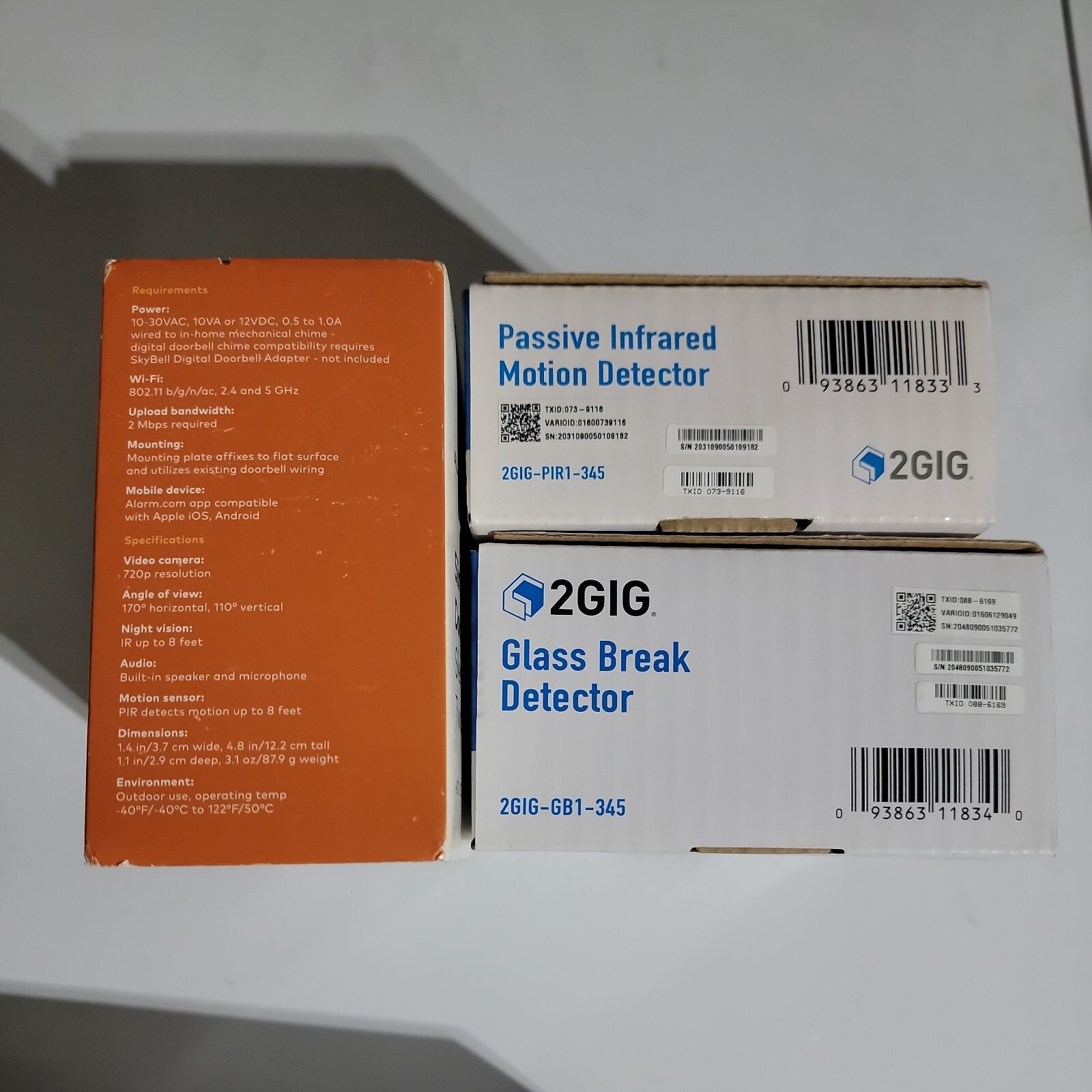 2GIG-EDGE New Verizon. Comes with: Glass Break, Motion, 3 Door. Doorbell Camera