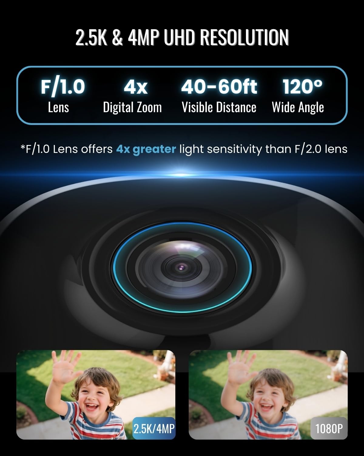 Security Cameras Wireless Outdoor, 2.5K WiFi Battery Powered Cameras for Home Se