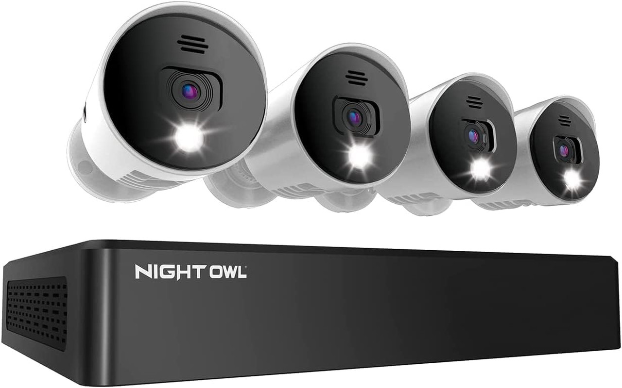 8 Channel 4K Bluetooth DVR with 1TB Hard Drive and 4 Wired 4K Spotlight Cameras