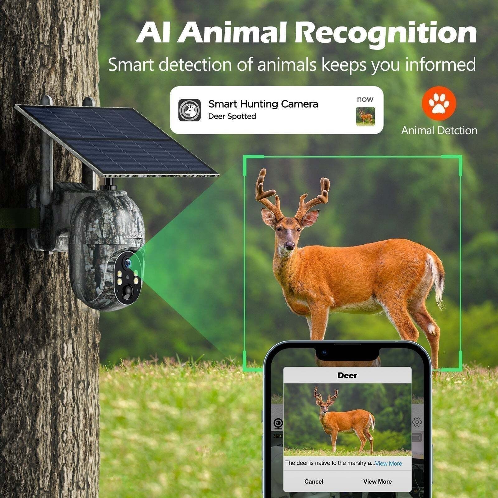 2* Solar Power 4G LTE Cellular 2.5K PTZ Security Camera Trail Cam w/ US SIM Card