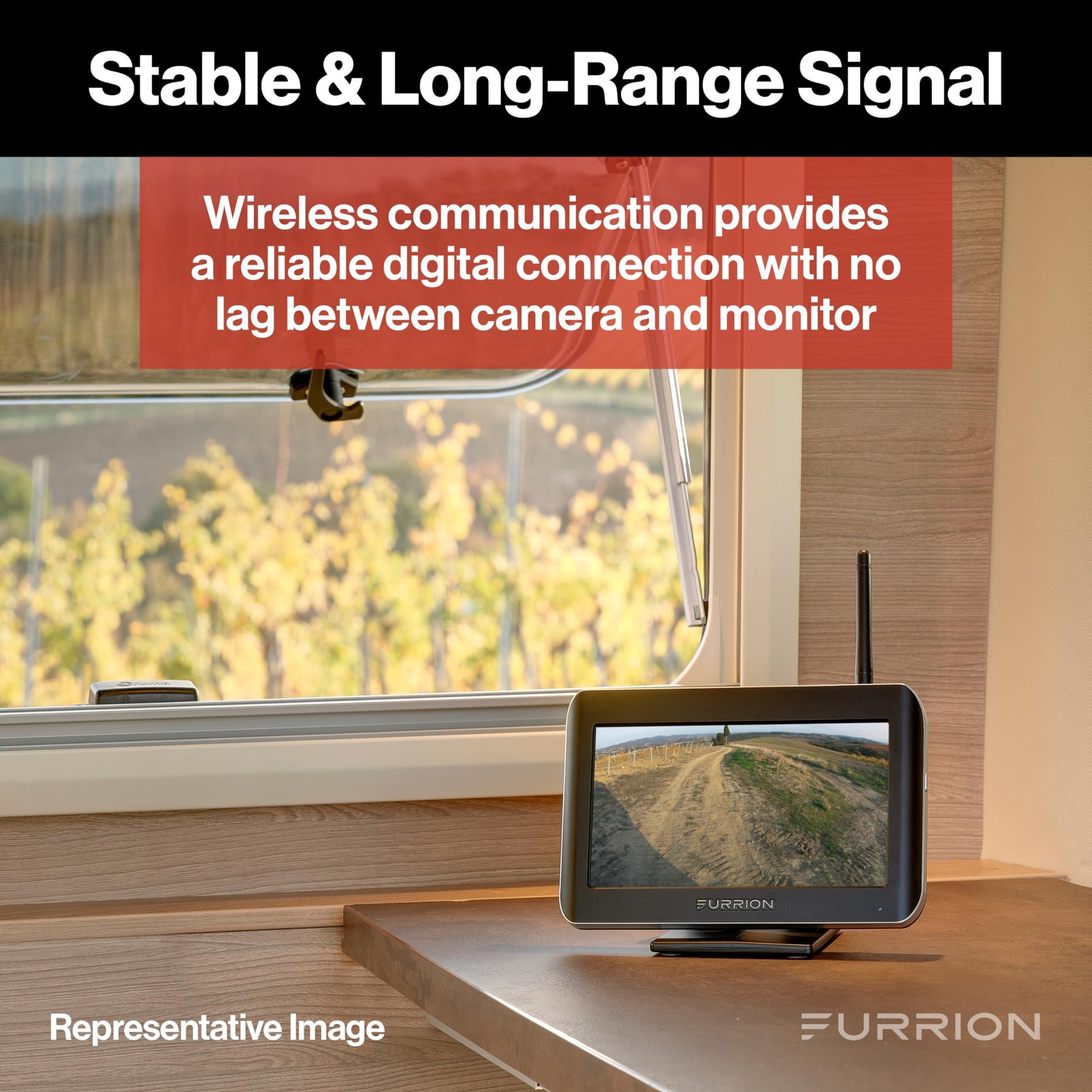 Furrion Vision S Wireless RV Backup Camera System with 4.3 inch, Black