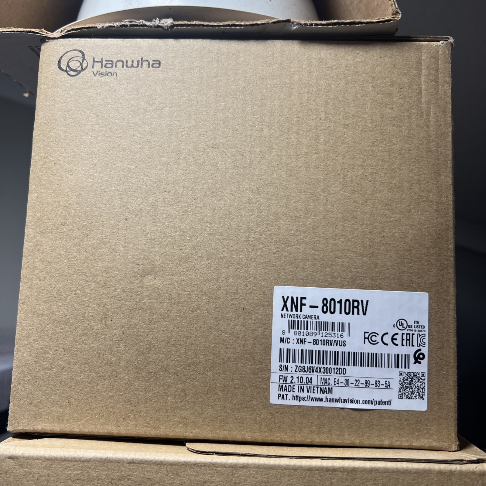 Hanwha Techwin XNF-8010RV 6MP Outdoor Fisheye IP Security Camera1.6mm fixed Lens
