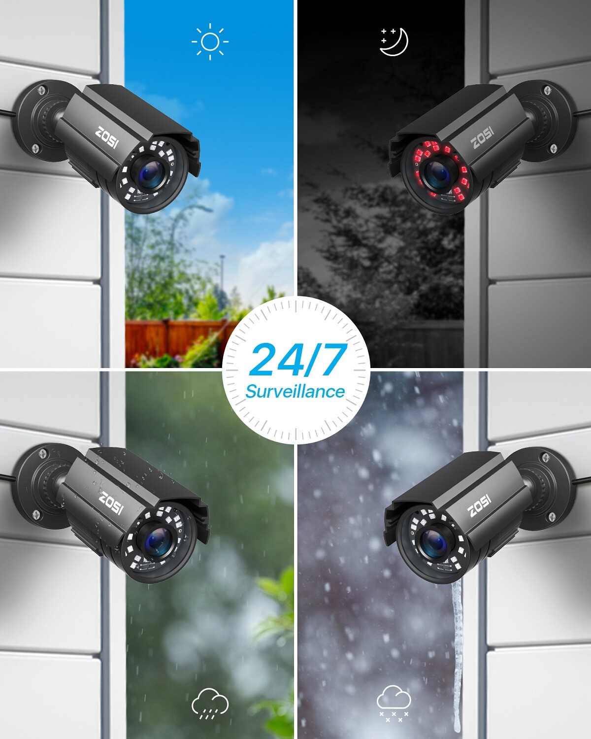ZOSI 16CH H.265+ 1080P CCTV Outdoor Home Security Camera System IR Night 2/4TB