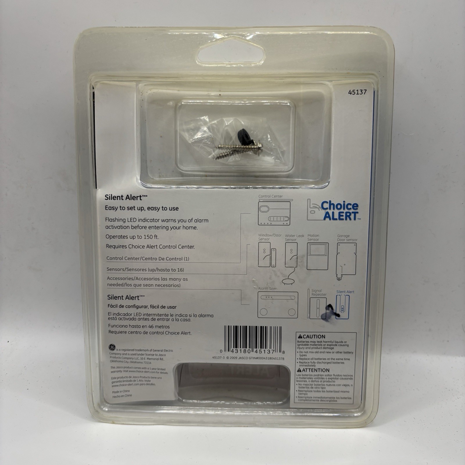 GE Choice Silent Alert Wireless Alarm System Flashing LED General Electric 45137