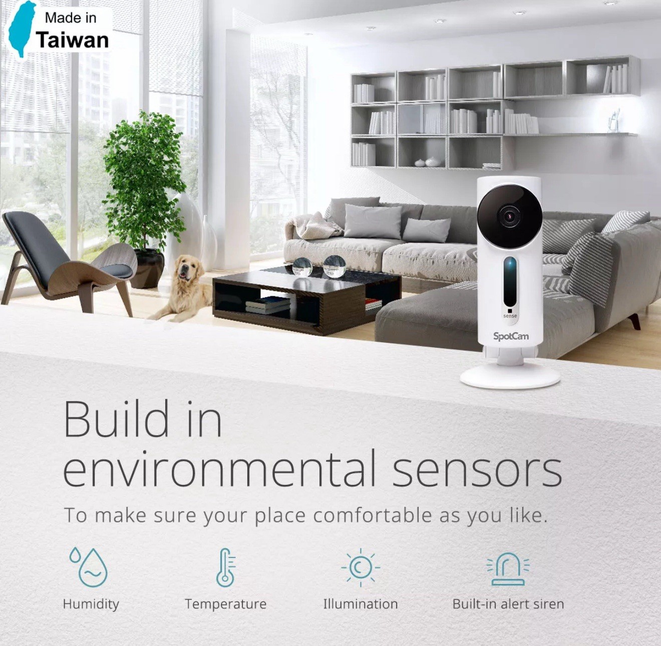 SpotCam Sense Wireless Security Camera 1080p, Motion Alert, Temperature Sensor