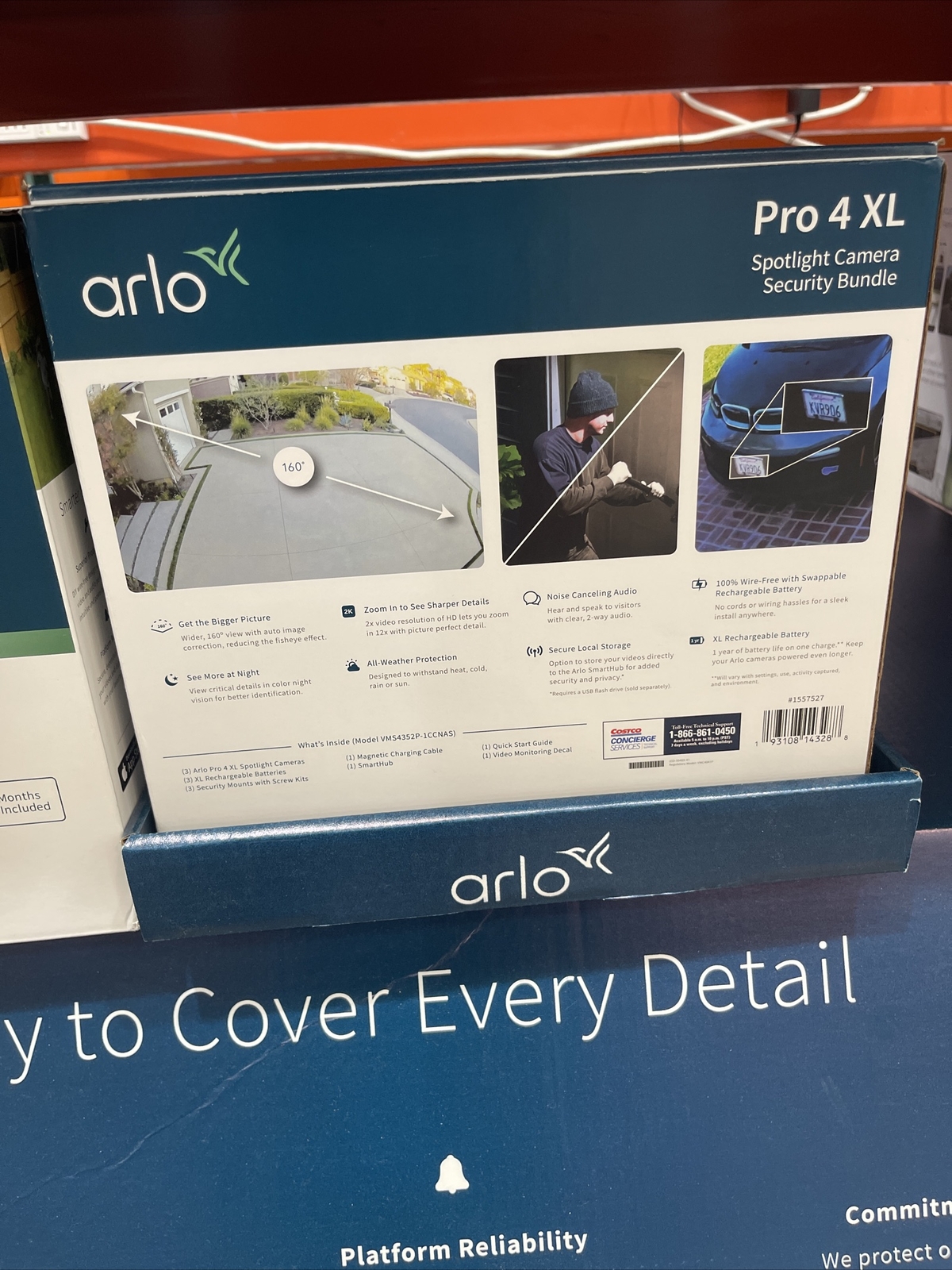 Arlo Pro 4 XL Spotlight 3 Cameras with Smart Hub Security Bundle VMS4352P-1CCNAS