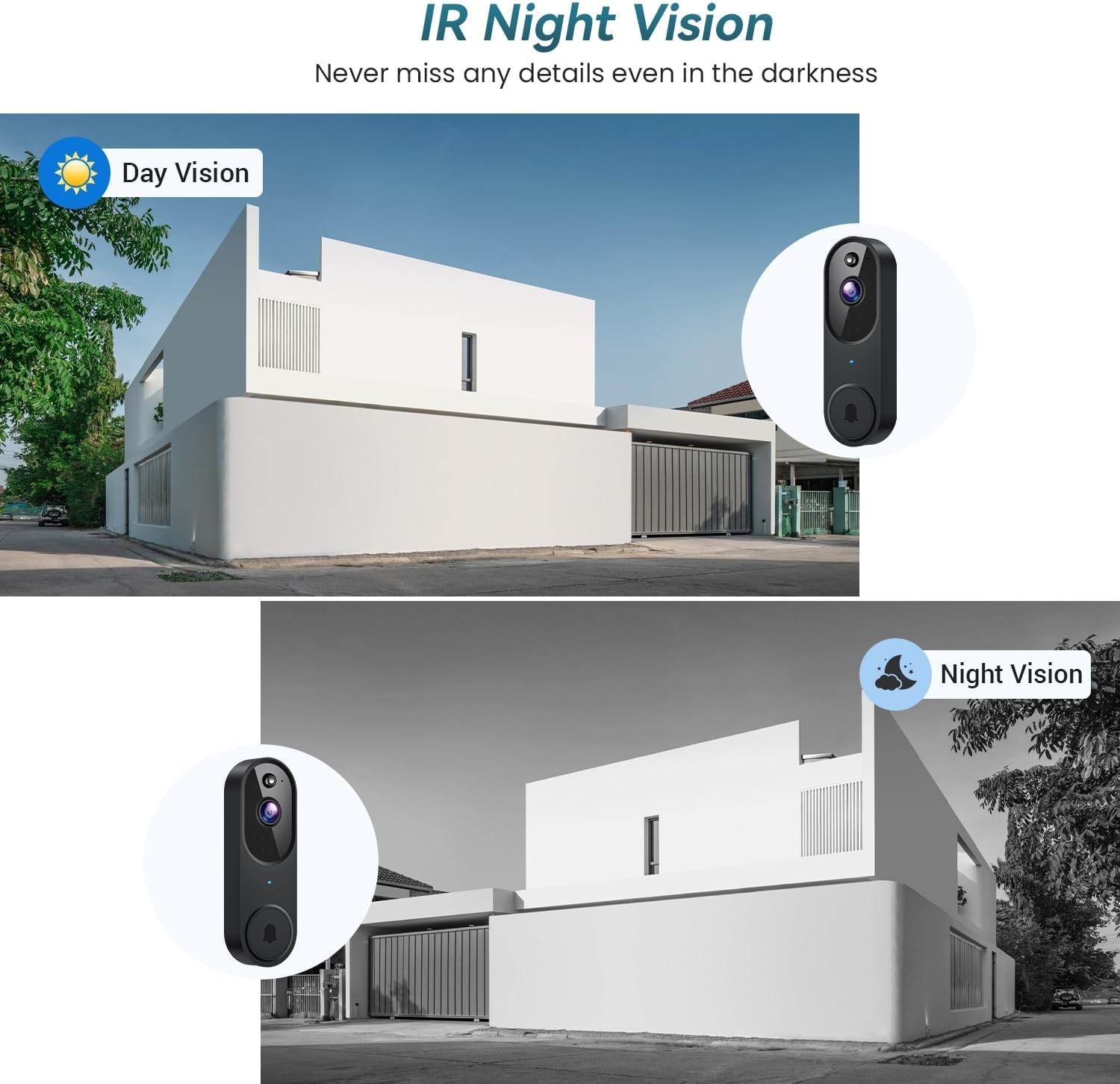 1080P Smart Wireless Video Doorbell Camera Night Vision Real-Time AI Alerts