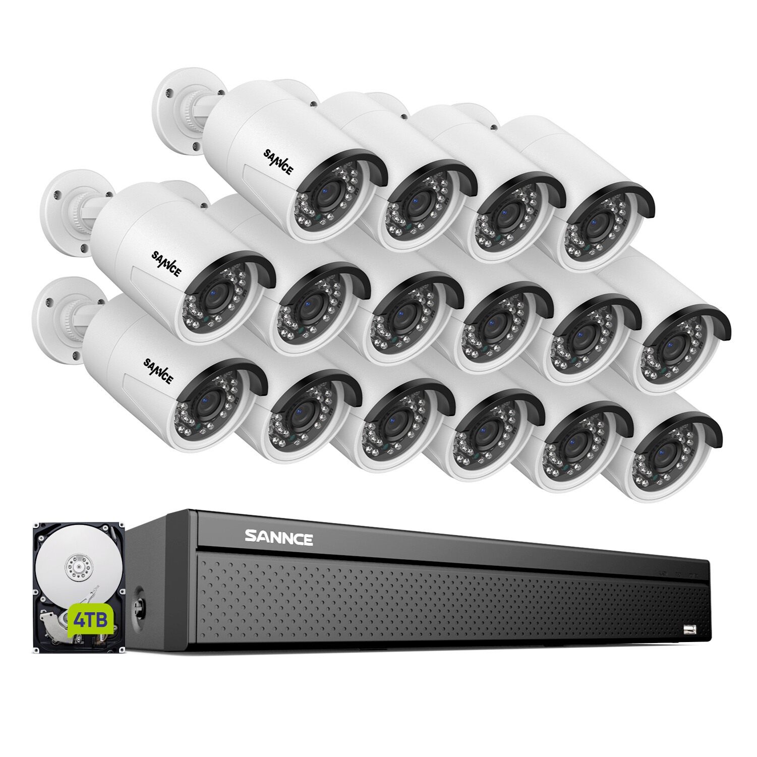 SANNCE 8CH 16CH 4K NVR 3MP PoE Security IP Camera System Two Way Audio AI Detect