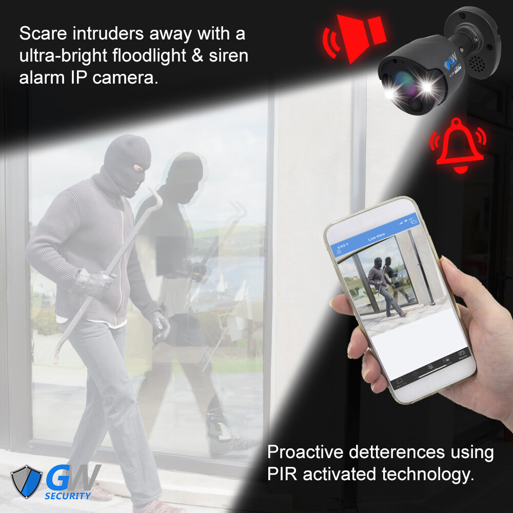 8CH NVR 4 X 5MP Two Way Audio Full-time Color PoE IP Security Camera System 2TB