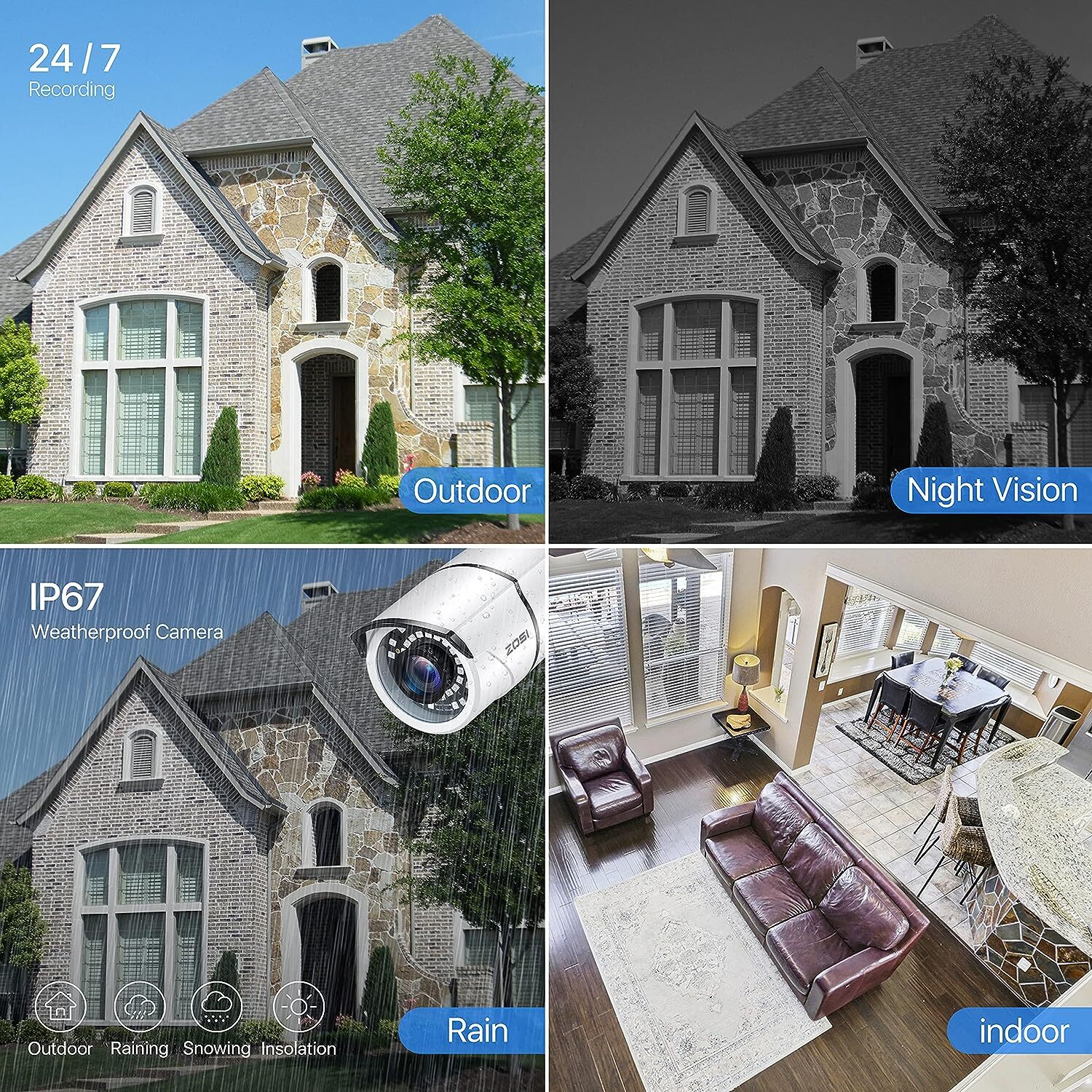 ZOSI 2.0MP 120ft 1080P Night Vision CCTV Security Outdoor TVI Bullet Camera