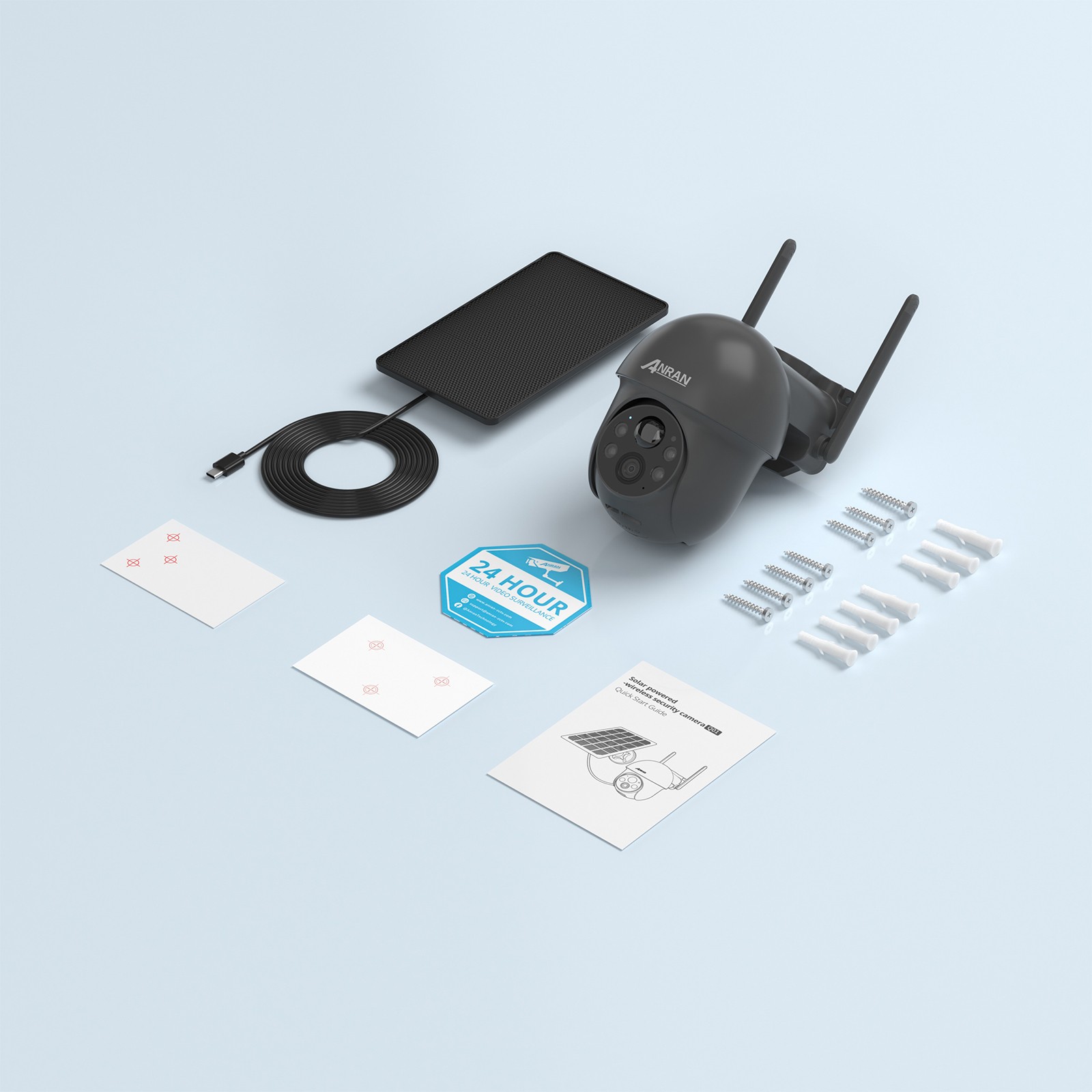 3MP WIFI Home Security Camera Outdoor Wireless Pan/Tilt Solar & Battery Powered