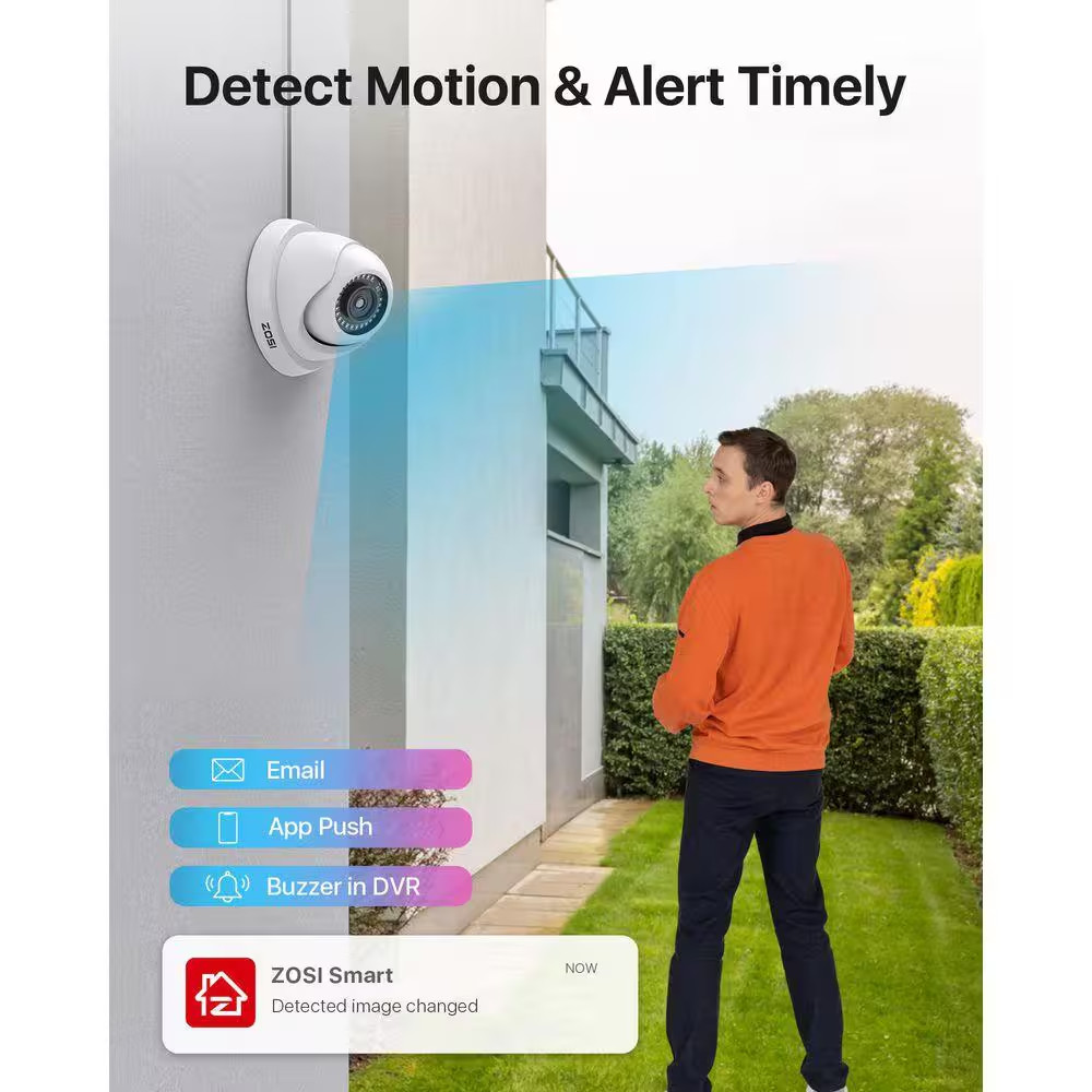 8-Channel DVR Home Security System with 8-Wired 1080P FHD Outdoor Dome Cameras,