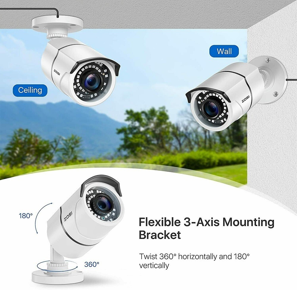 ZOSI 8CH 5MP Lite DVR 2MP 1080P CCTV Security Camera System IR Night 24/7 Alerts