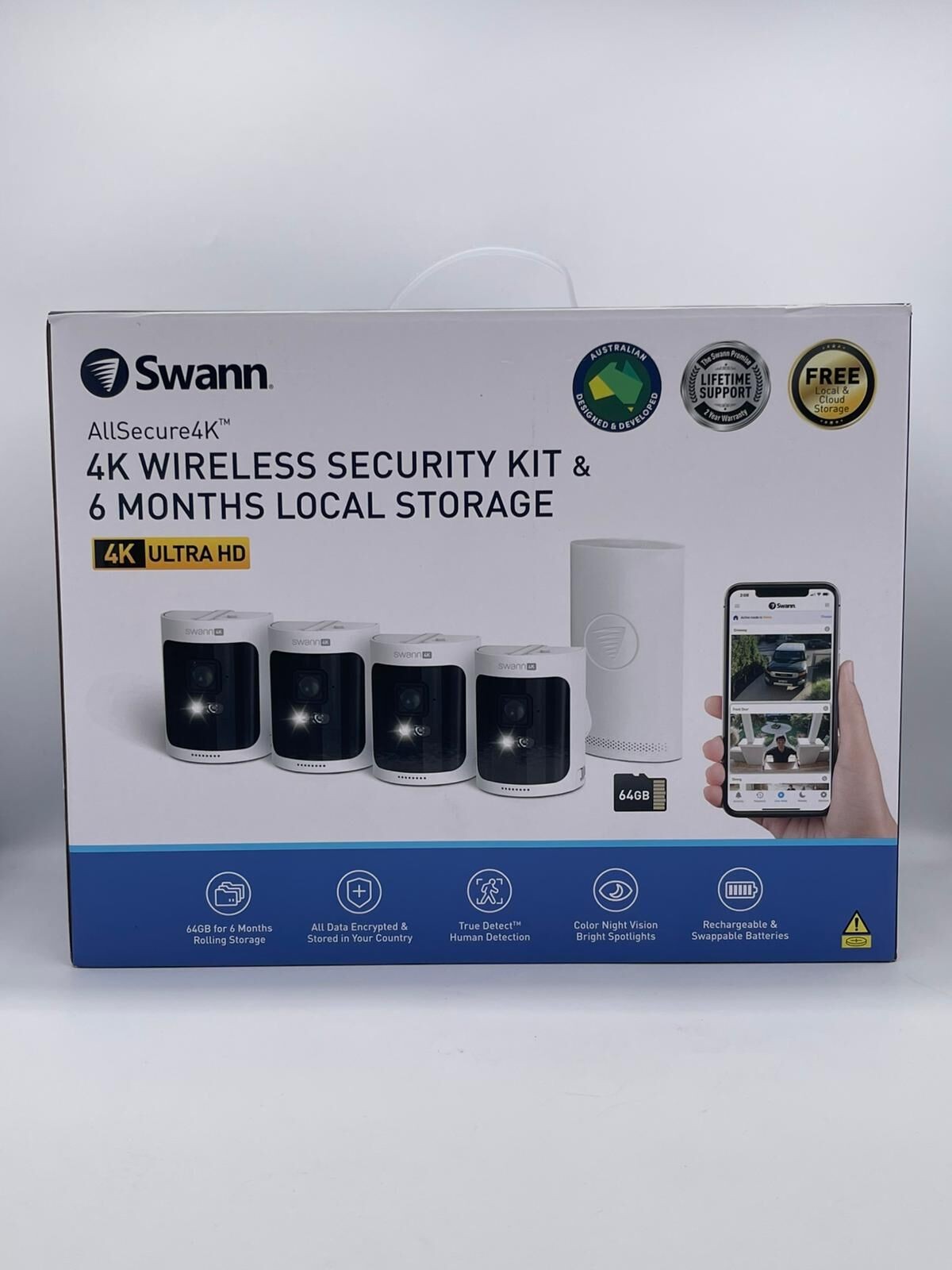Swann AllSecure 4K Wireless Security Camera Kit NVR Tower Local Cloud Storage