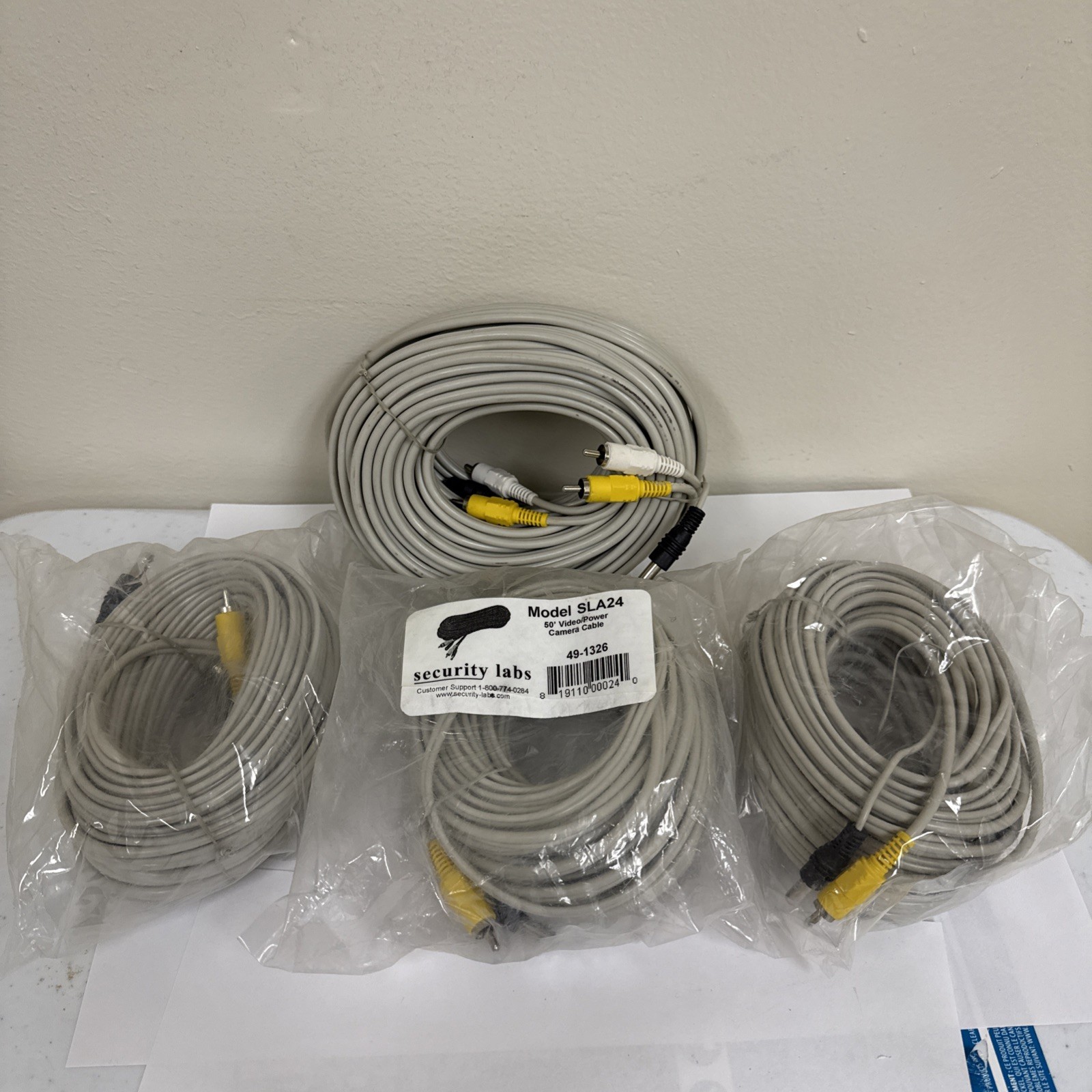 Lot of 4- New 50’ SLA24 grayCable Analog Security Camera