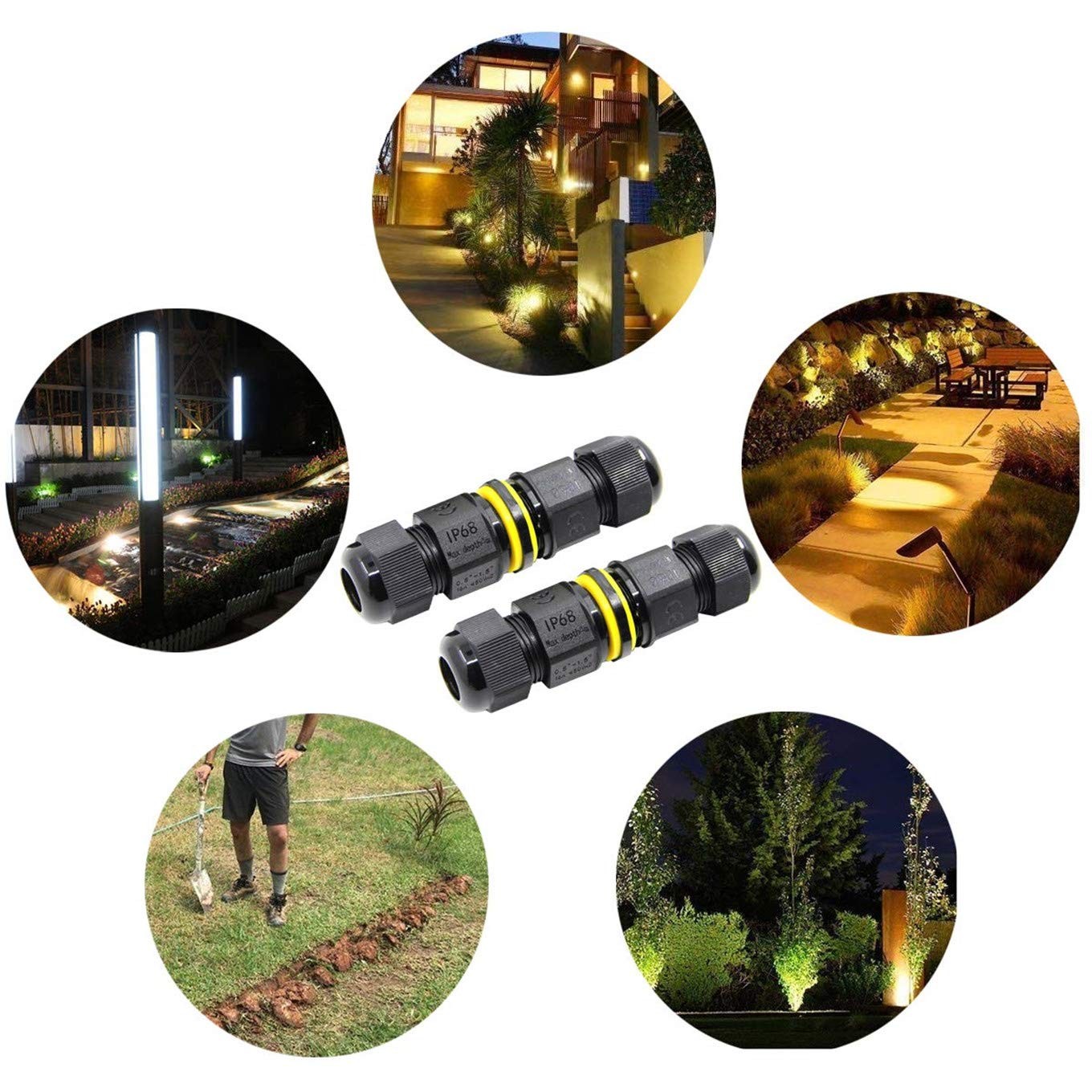 ILSSLI Junction Box Outdoor Waterproof IP68 Electrical 8.5*3*3 CM, black