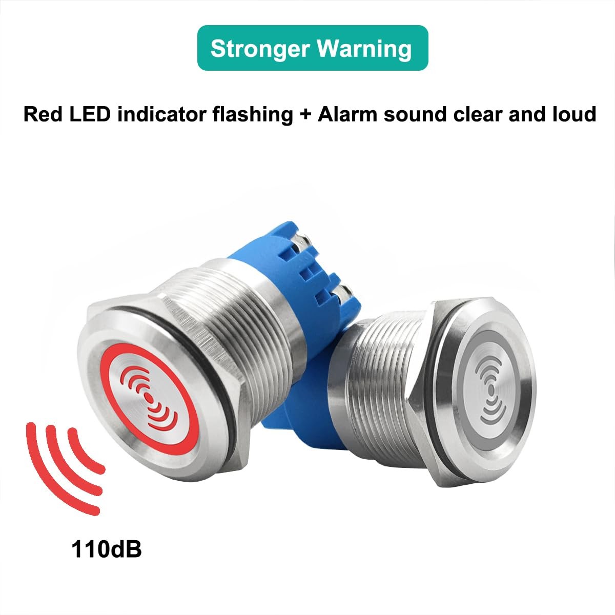 2PCS DC12V 22mm Electronic Metal Buzzer Alarm Sounder Waterproof IP67 Intermi…