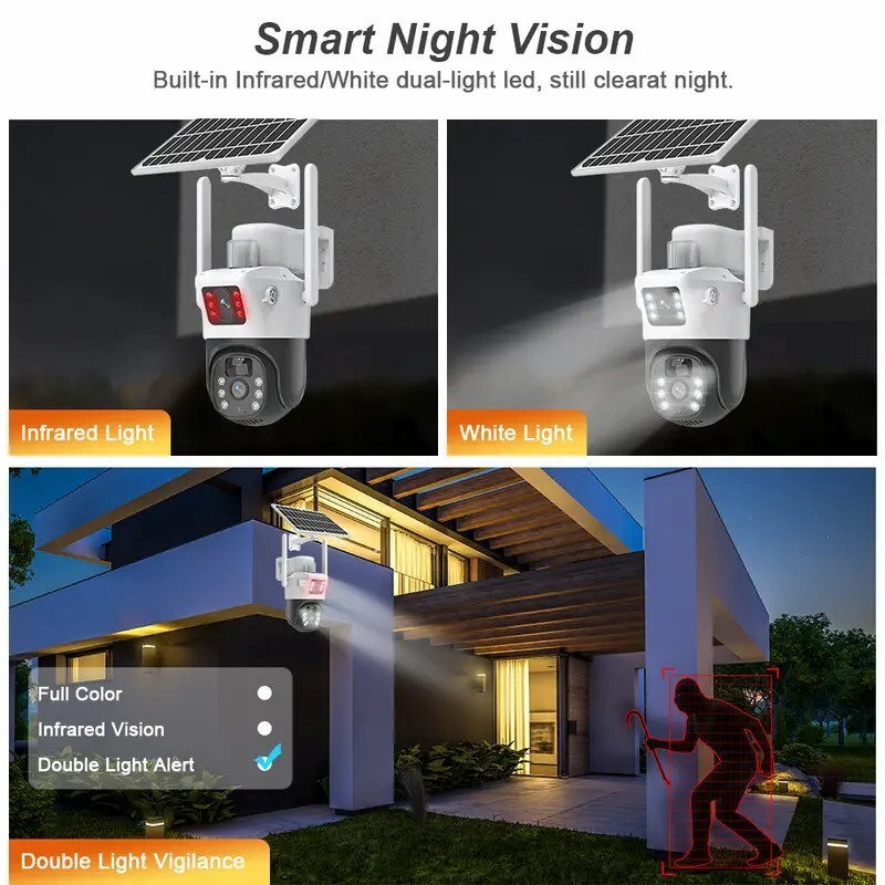 WIFI 4MP Wireless Solar Camera Home Outdoor Night Vision Security Surveillance