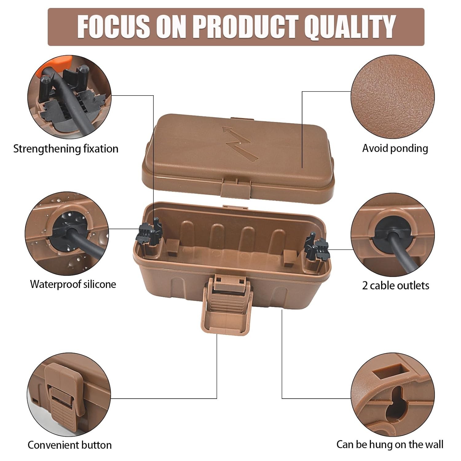 Hrensaw Small Weatherproof Electrical Connection Box(6 x 3.5 x Small, Brown