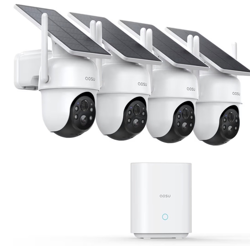 Security Cameras Outdoor Wireless, 4 Cam-Kit, No Subscription Required, Solar-Po