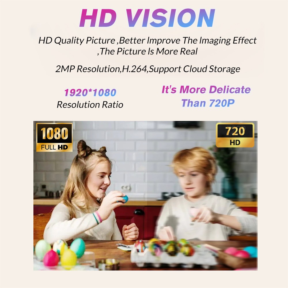 Security Camera, 1080P HD WiFi Camera 360° Pan/Tilt Night Vision Two-Way Audio