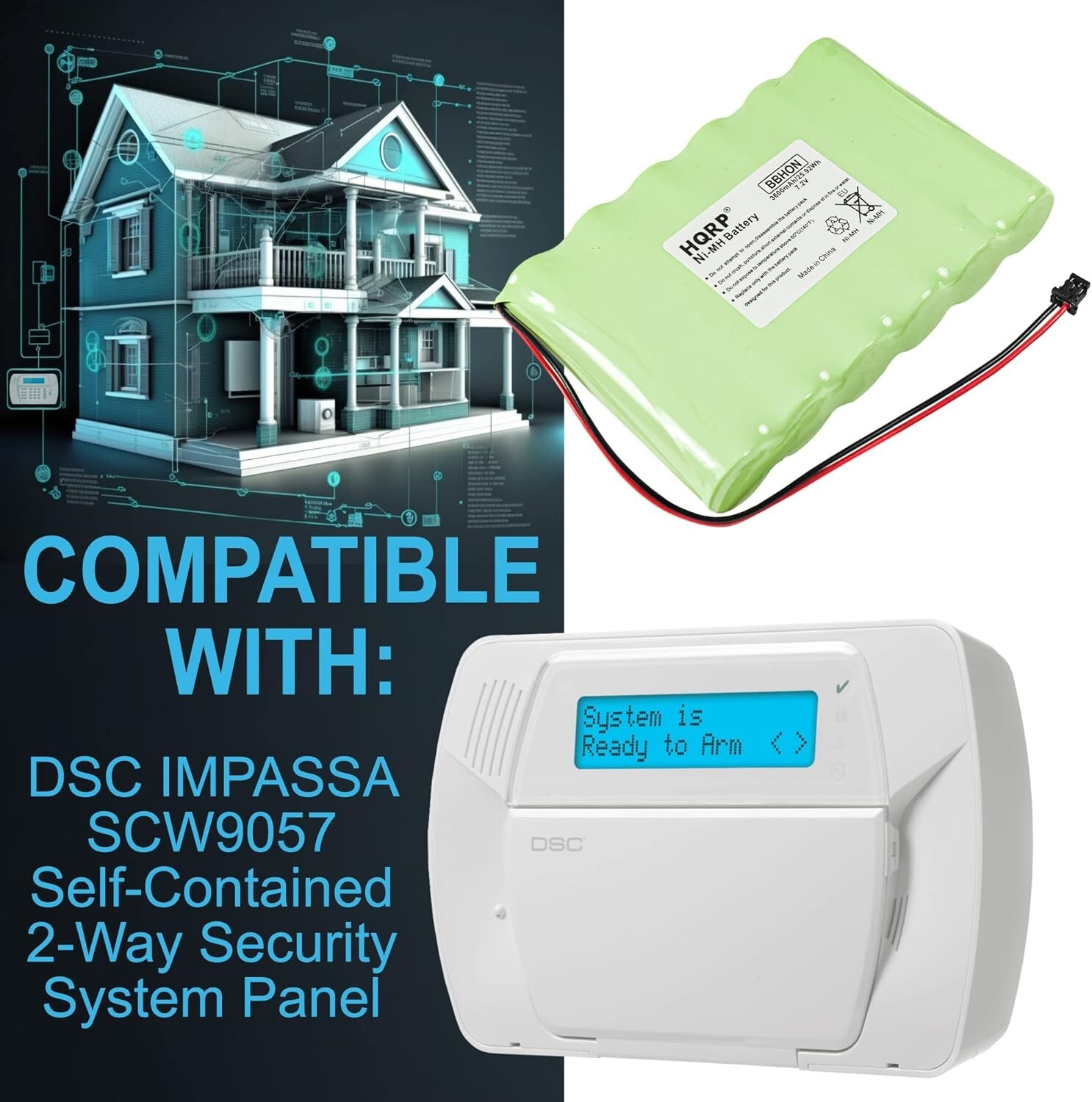 7.2V Battery for DSC IMPASSA SCW9057 System Alarm Panel, 6PH-H-4/3A3600-S-D22