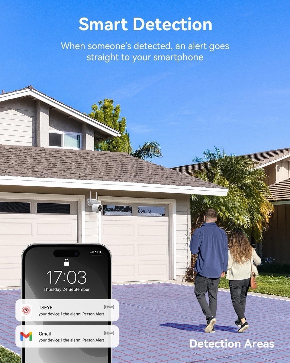 EQL-Wireless Security Camera System with 10″ LCD Monitor, 2PCS 3MP PTZ Outdoor