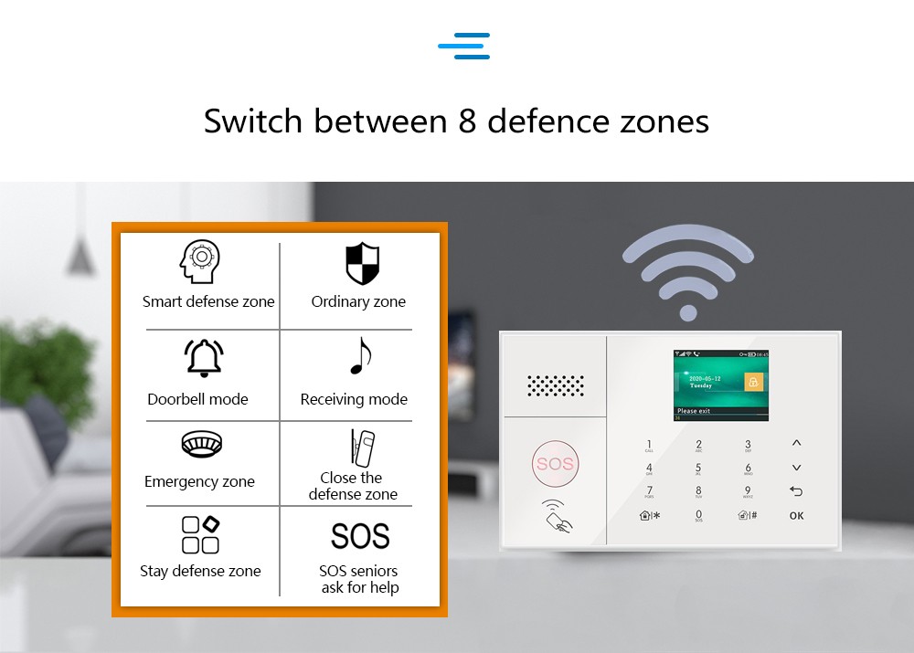 Smart Tuya APP WiFi+US 4G Wireless DIY Home Security Alarm System+Alexa+Google
