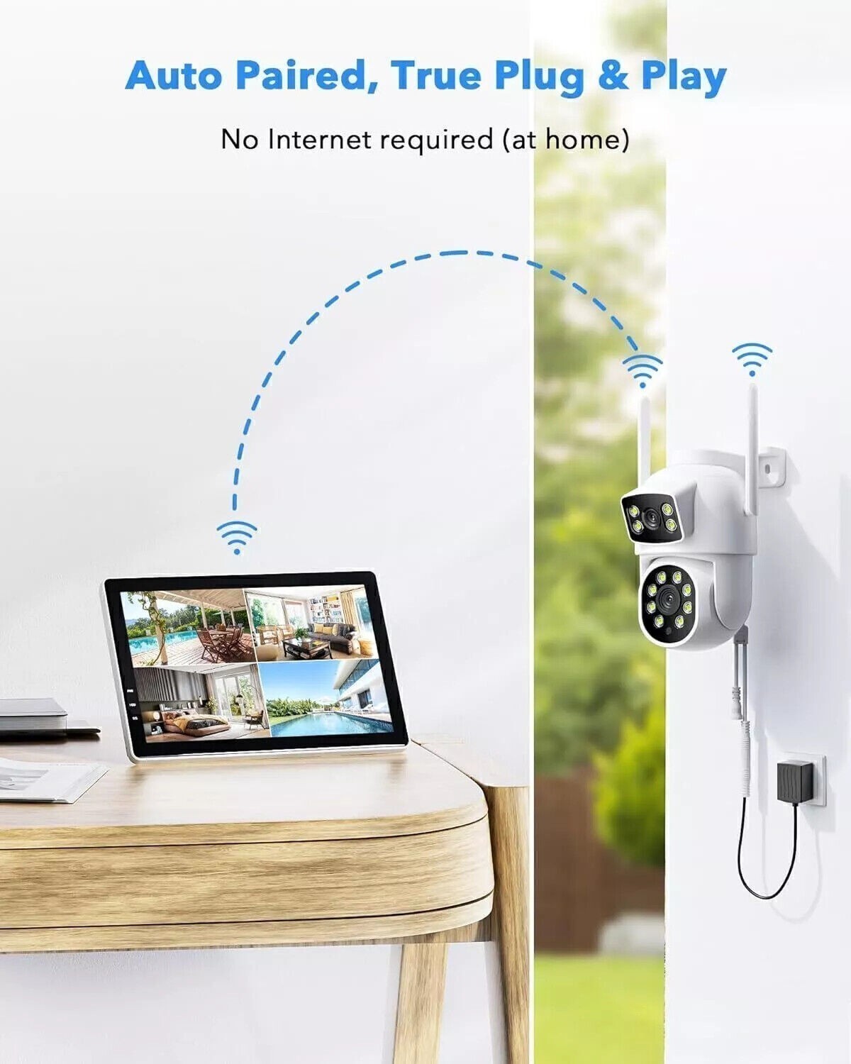 360° View Wireless CCTV Security Camera System Outdoor Home Surveillance Monitor