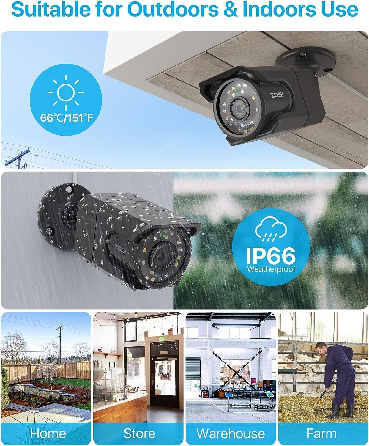 ZOSI 4K Security PoE Camera System with Audio AI Detection Smart Light Alarm 2TB