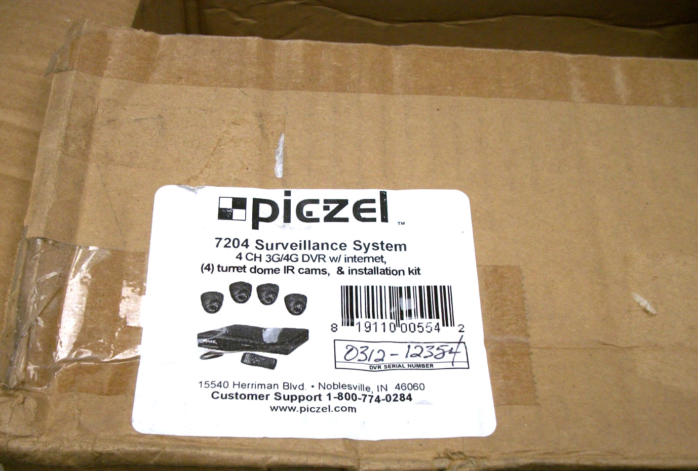 PICZEL 7204 Surveillance System 4CH DVR w/Internet 4 IR Cams & Install Kit – NEW