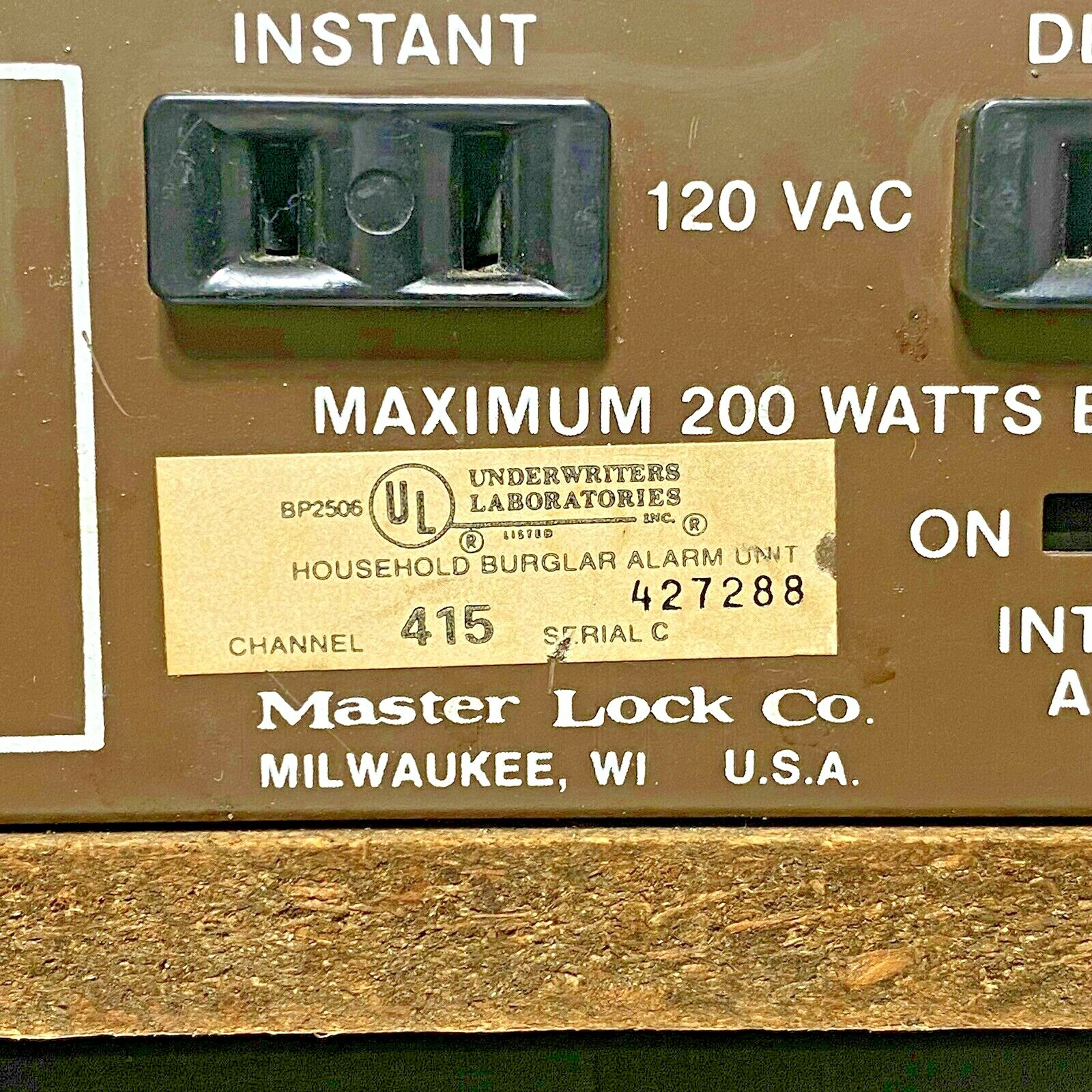 Master Lock Model 2606 Household Burglary Warning System Control Unit Burglar Al