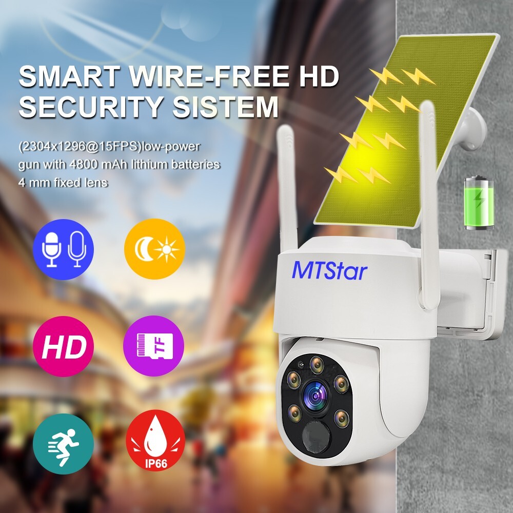Solar Panel Wireless HD 4MP IP PRO Smart WiFi Camera Kit With 10-inch Monitor