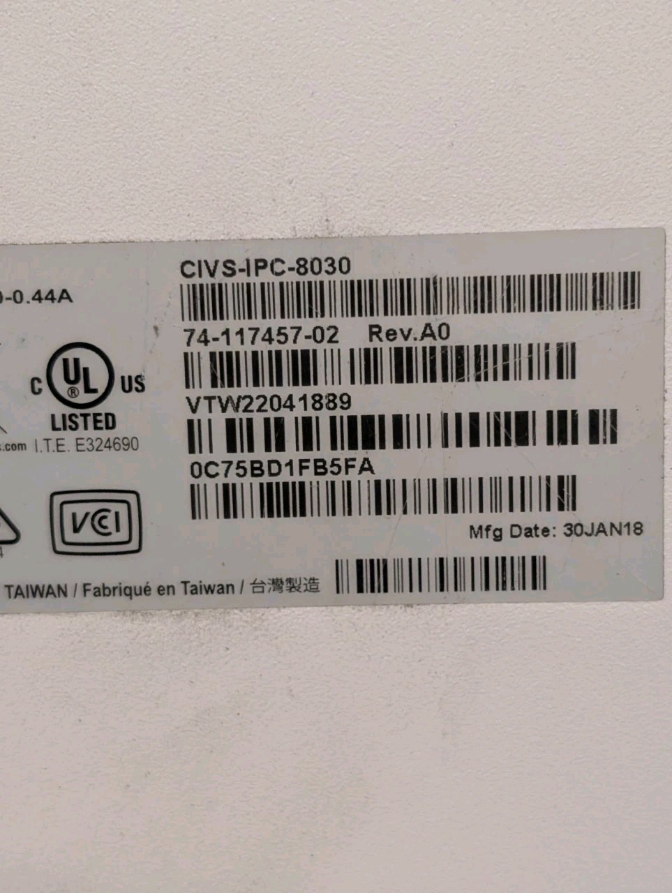 Cisco CIVS-IPC-8030 Network Dome Surveillance Camera