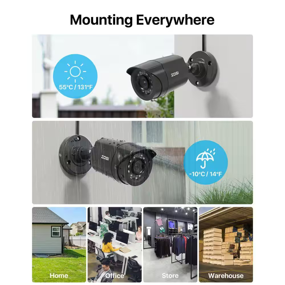 H.265 plus 8-Channel 3K-Lite DVR Home Security Camera System with 8 Wired 1080P