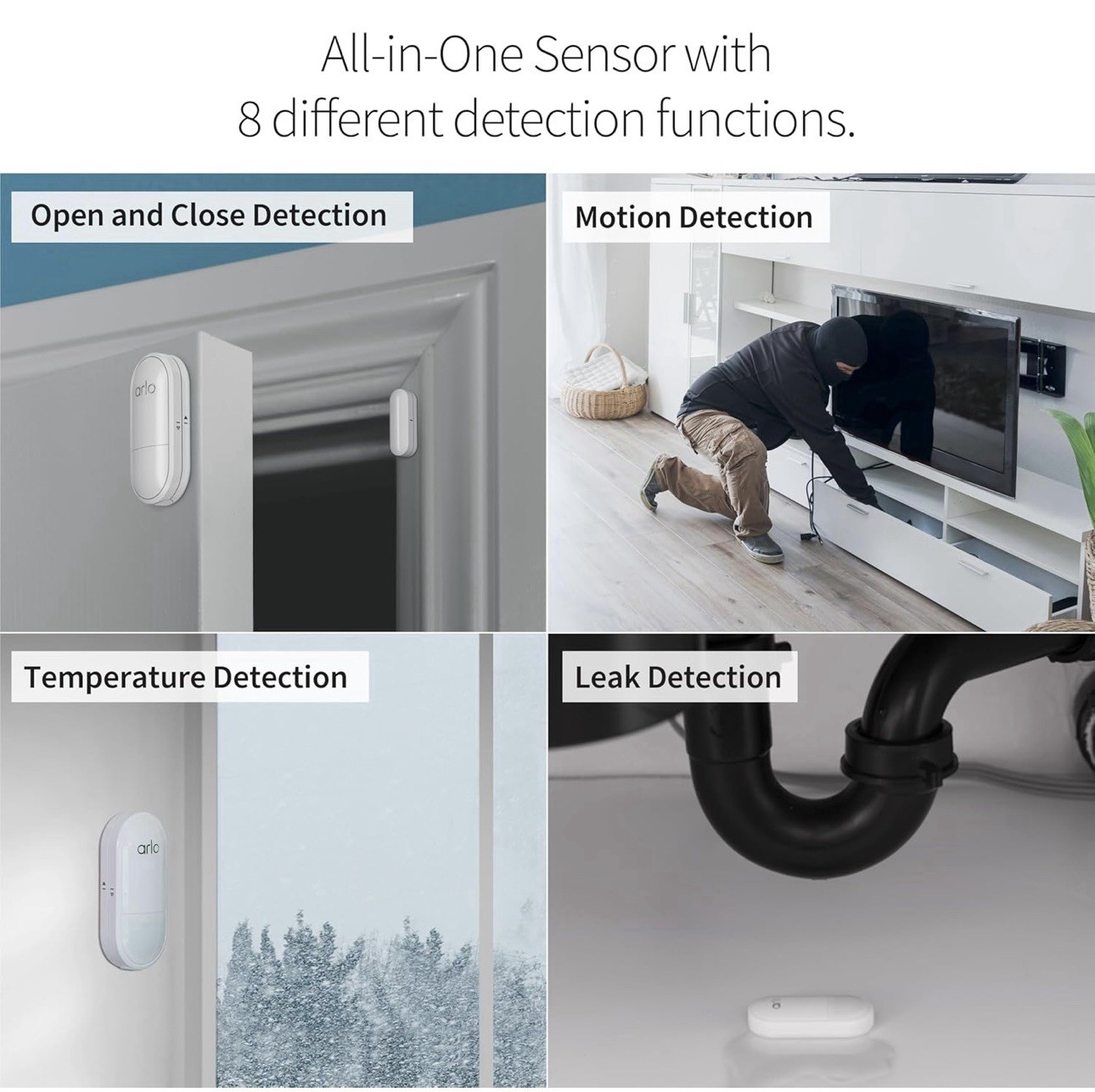 Arlo Home Security System – Wired Keypad Sensor Hub, (2) 8-in-1 Sensors,