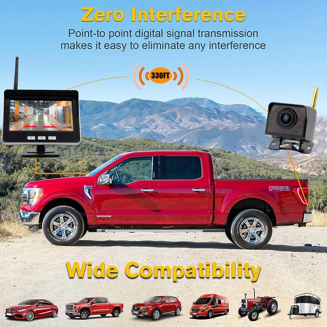 4.3-inch AHD IPS Monitor Mini Vehicle 720P Digital Wireless Backup Camera…