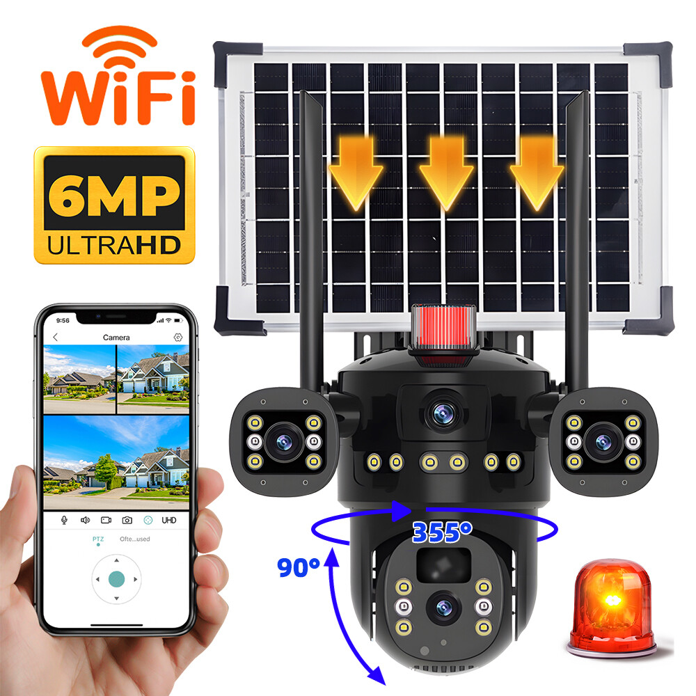 Solar Battery Powered Wireless WiFi Outdoor Pan/Tilt Home Security Camera System