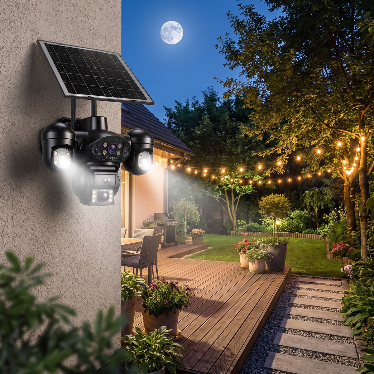 4PCS Camara De Seguridad Solar Inalambricas Para Exterior Con Vision Nocturna HD