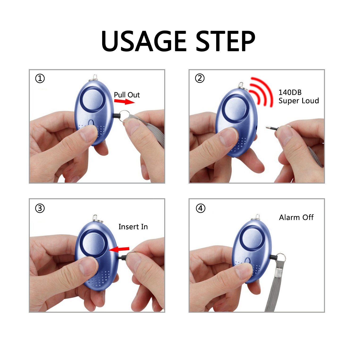 Personal Alarm for Women, 5 Pack 140DB Emergency Self-Defense Security Alarm Key